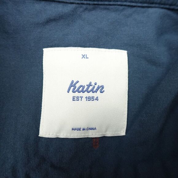 Katin Shirt Mens Extra Large Blue Geometric Diamonds Button Up Short Sleeve- - Picture 3 of 13